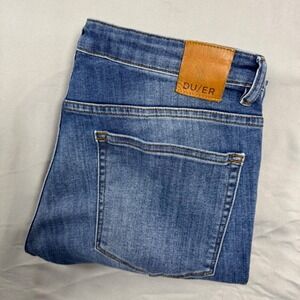 DU/ER Performance Denim Girlfriend Jean Straight Womens 31x30 (Fits 32x28) Blue